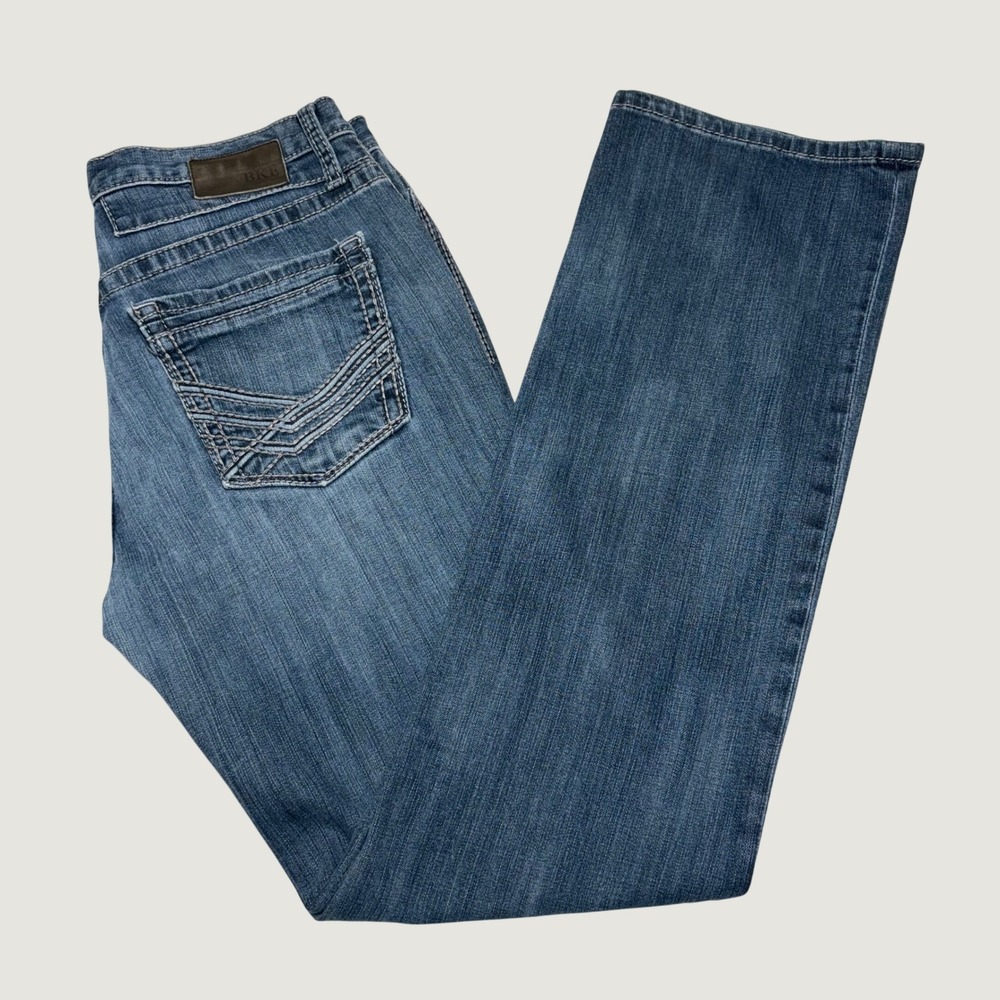 BKE Derek Bootcut Jeans Mens 34XL Blue Medium Wash AVM12089 Western Rugged Tall